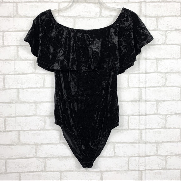 Altar'd State Tops - Altar’d State | Marina Black Velvet Bodysuit